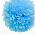 1 Boule Pompon Fleurs Papier de Soie Bleu Tendre 19 cm 