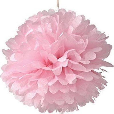 Dcoration Voiture Mariage  - Pompon Fleur Papier de Soie rose 20 cm  : illustration
