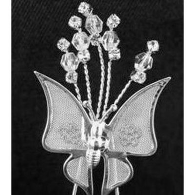 Bijoux de Mariage  - 6 Epingles Cheveux Mariage Papillon Argent  : illustration