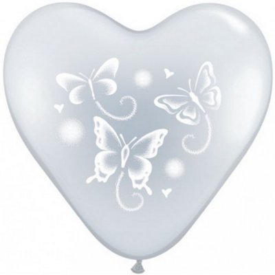Dcoration de Fte, Anniversaire, Mariage, Baptme  - Ballon papillons coeur transparent 38 cm Dcoration ... : illustration