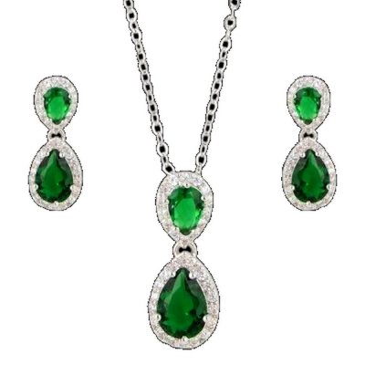 Parures de mariage en cristal  - Parure Bijoux Mariage Cristal Vert Emeraude 