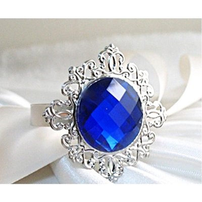 Dcoration de Fte, Anniversaire, Mariage, Baptme  - Rond de serviette mariage bague diamant bleu marine : illustration