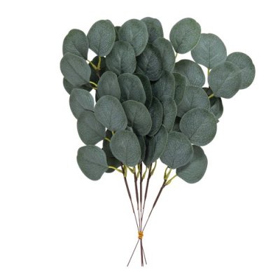 Ptales pour dcoration de table  - 5 branches de feuilles d'eucalyptus vert 35 cm   : illustration