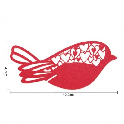 Mariage thme oiseaux/colombes  - Marque place oiseau dentelle rouge x 10 pices : illustration