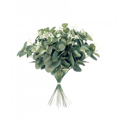 Dco de table Communion  - Feuilles deucalyptus vert et blanc - Lot de 10 : illustration