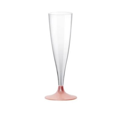 Vaisselle Jetable  - Fltes champagne en plastique pied Rose gold x 10  : illustration