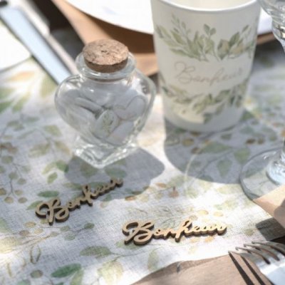 Mariage thme or  - Confettis de table en bois -  Bonheur x 10 Pices : illustration