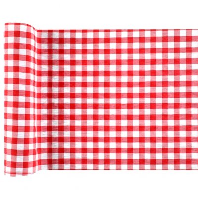 Vaisselle Jetable  - Chemin de table  la campagne vichy rouge et blanc : illustration