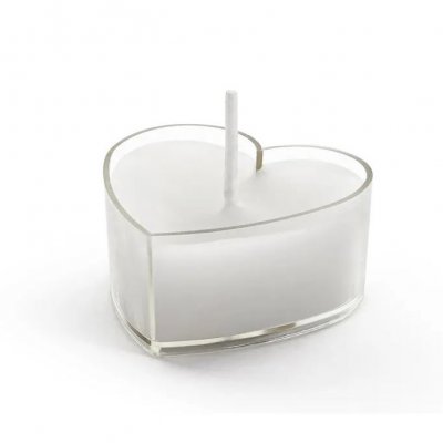 Dco de table Communion  - Bougie chauffe plat coeur blanc x 4 : illustration