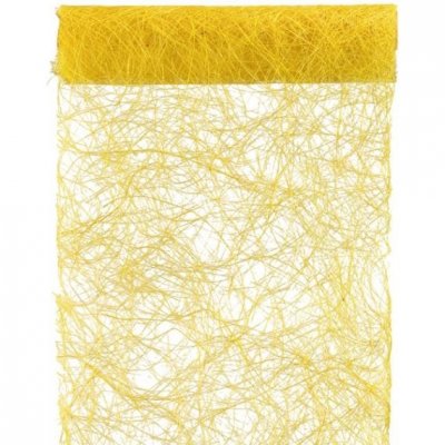 Dcoration de Communion  - Chemin de table en abaca jaune 30cm x 5m - : illustration