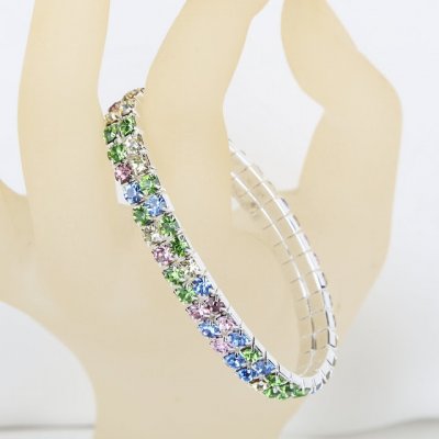 Bijoux de mariage : bracelets  - Bracelet Extensible Strass Multicolor 2 Rangs : illustration