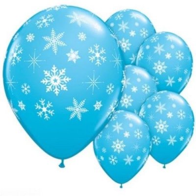 Mariage thme hiver  - 5 Ballons Latex Bleu Reine des Neiges Flocon de Neige ... : illustration
