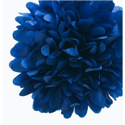 Decoration Mariage  - Boule pompon en papier de soie bleu marine 15 cm  : illustration