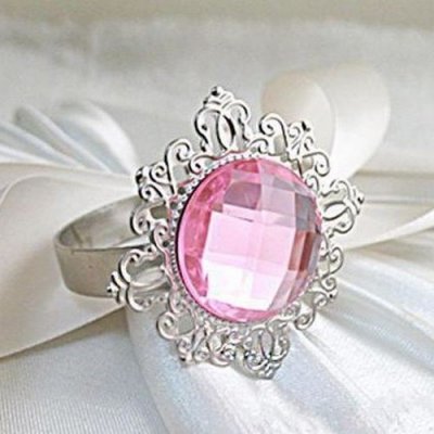 Dco de table Baptme  - Rond de serviette mariage bague diamant rose : illustration