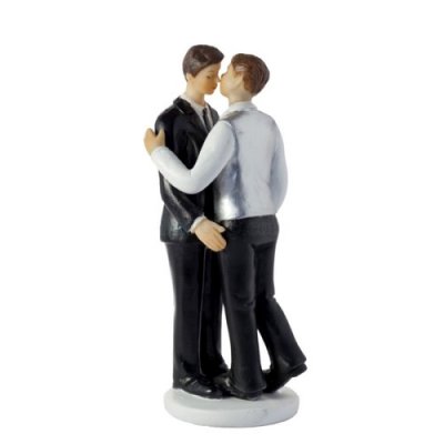 Dcoration de Salle de Mariage  - Figurine gateau mariage couple gay hommes 15 cm : illustration