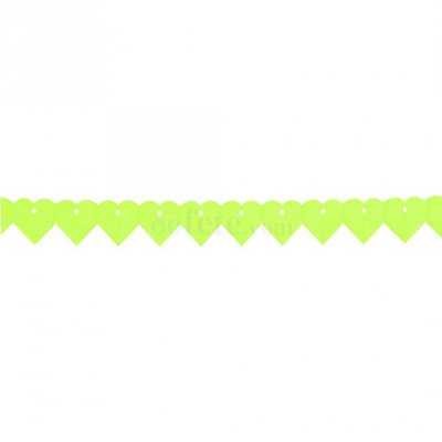 ARCHIVES  - Guirlande coeurs vert anis de 3 m en papier ignifug  : illustration