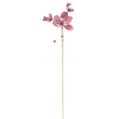 ARCHIVES  - 4 orchides et perles rose sur pique 25 cm dco mariage : illustration