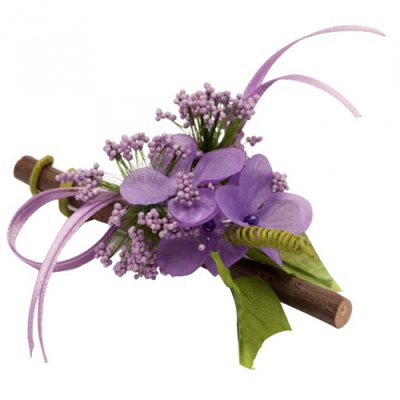 Fleurs dcoratives mariage  - 6 fleurs des champs lilas sur bois Dcoration mariage : illustration