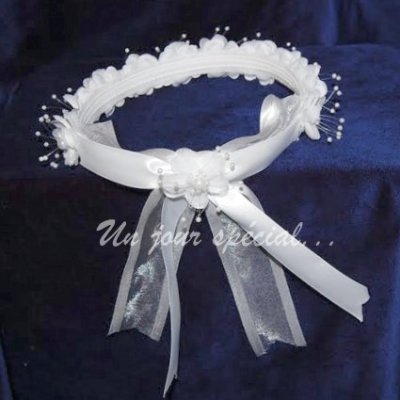 Bijoux Mariage Couronne Enfant Fleur Ruban Satin Blanc