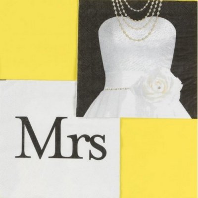 Serviettes papier mariage  - Serviettes de table Mrs (Madame) Mr & Mrs Robe en ... : illustration