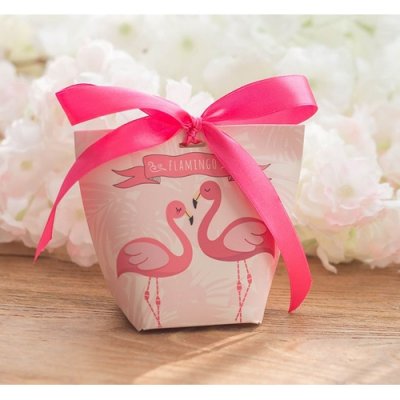 Mariage thme oiseaux/colombes  - 5 botes  drages flamant rose  : illustration