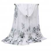 Etole écharpe floral blanc et gris