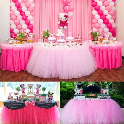 Décoration de Table Mariage , Jupe Tour de Table en Tulle Rose Déco Mariage illustration