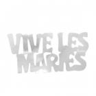 Paillettes confettis de table blancs "Vive les Mariés"