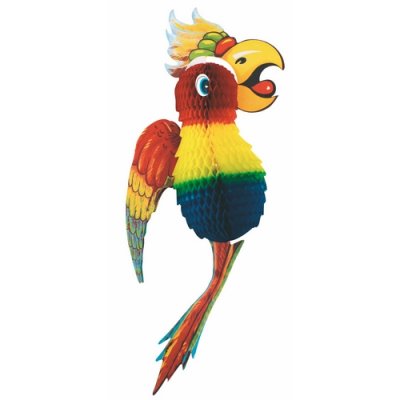 Mariage thme exotique tropical  - Perroquet en papier multicolore : illustration