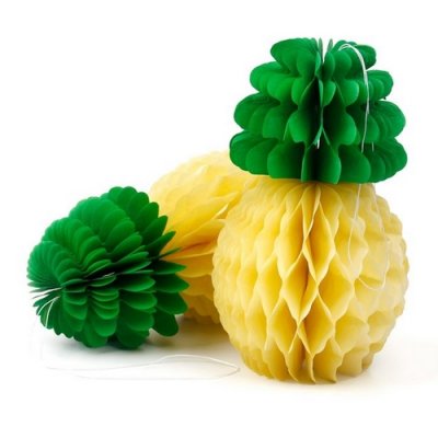 Dcoration de Fte, Anniversaire, Mariage, Baptme  - 5 ananas en papier de soie  suspendre : illustration