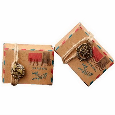 Boites de drages en carton  - Bote  drages enveloppe thme voyage : illustration