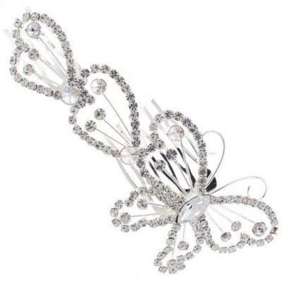 Bijoux de Mariage  - Peigne Mariage Papillon Argent Cristal : illustration
