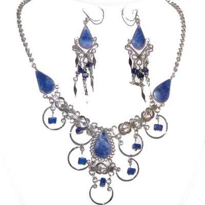 Parures de mariage en perles  - Parure Femme Bijoux Prou Pierre Naturelle lapis-lazuli  : illustration