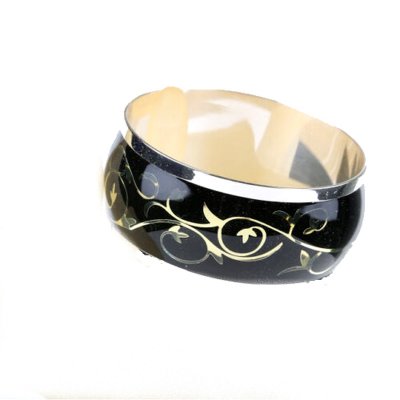 Bijoux de mariage : bracelets  - Bracelet en argent rhodi et laque noire : illustration