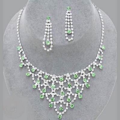 Parure de Mariage  - Parure de bijoux mariage cristal vert 