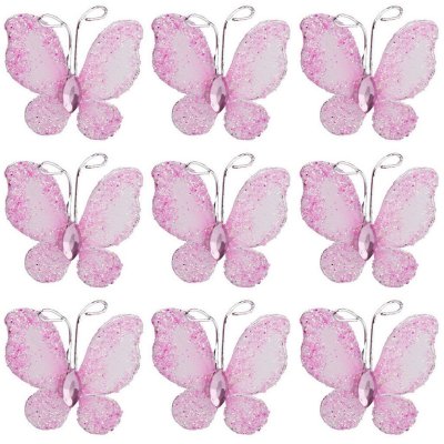 Papillons dcoration mariage  - Petit Papillon Pierre et Paillettes Strass Rose (lot ... : illustration