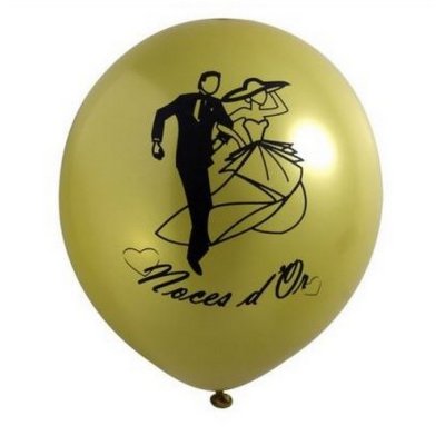 Ballon mariage  - Ballon Mariage Mtal Noces D'or 28 cm (lot de 10) : illustration