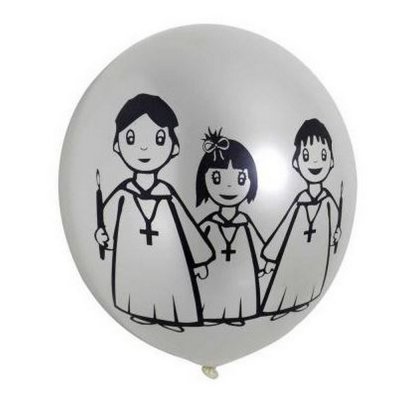 Dcoration de Communion  - 10 Ballons communion mtal srigraphis blanc  28 ... : illustration