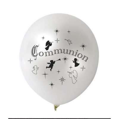 Dco de table Communion  - 10 Ballons Blanc Mtalliss 