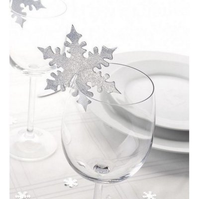 Dcoration de Table Mariage  - Marque place flocon de neige argent ( lot de 10 ) : illustration