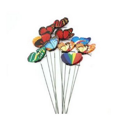 Colombe, Oiseaux, Papillon, Cage oiseau mariage  - Papillons multicolores sur tige 24 cm Dcoration Mariage ... : illustration