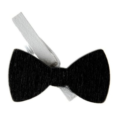 Marque-place mariage  - 6 pinces noeud papillon, noir et blanc : illustration
