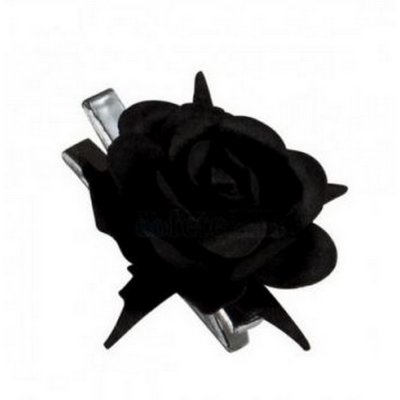 Decoration Mariage  - Sachet de 10 roses noir sur pince argent : illustration