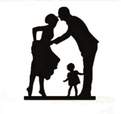 Figurines mariage silhouette  - Figurine silhouette maris avec enfant : illustration