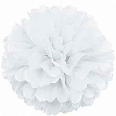 Pompons de mariage  - Pompon boule en papier de soie blanc 35 cm : illustration