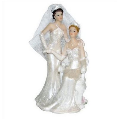 Dcoration de Table Mariage  - Figurine de Mariage Couple de Maries Femmes 13cm : illustration