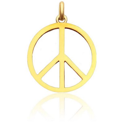Colliers et pendentifs Mariage  - Pendentif chaine et mdaille Peace and Love ton or ... : illustration