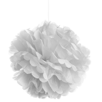 Pompons de mariage  - 3 Boules Pompons fleurs de papier de soie blanc  ... : illustration