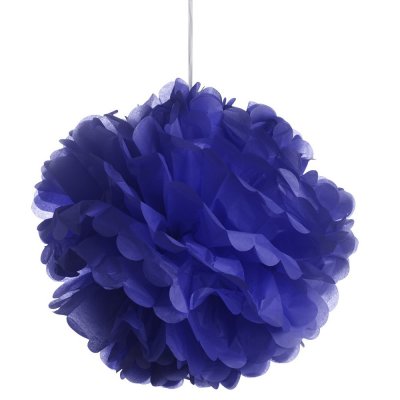Dcoration de Communion  - 3 Boules Pompons Fleurs en Papier de Soie Bleu Marine ... : illustration