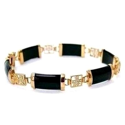 Bijoux de mariage : bracelets  - Bracelet Femme Onyx Noir Plaqu Or : illustration